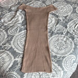 Elegant Khaki Ribbed Dress